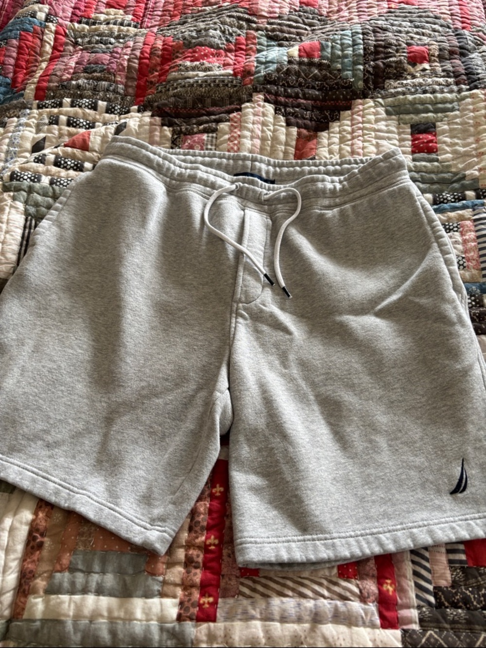 Nautica Men's Light Gray Fleece Drawstring Athletic Shorts